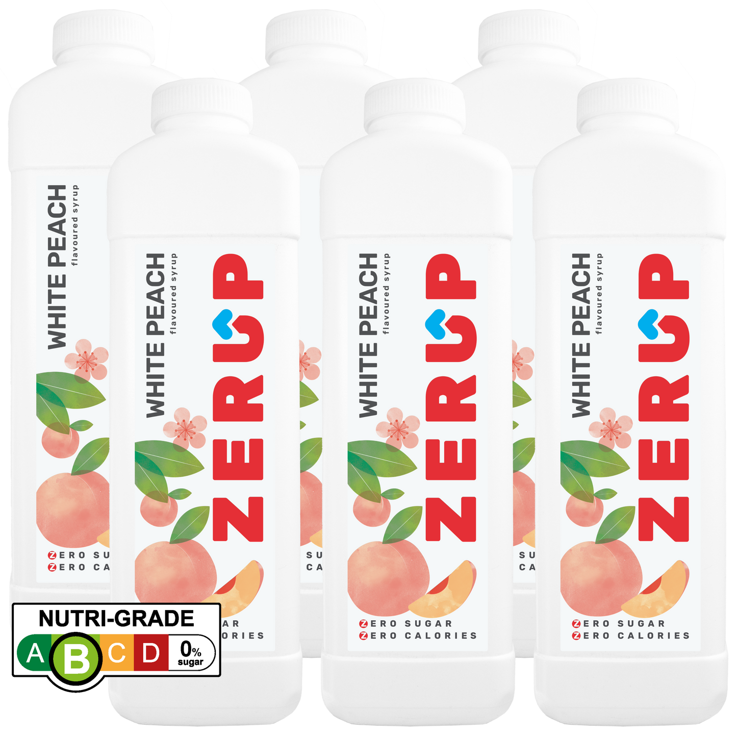 Zerup Zero Sugar White Peach Syrup 1L x 6