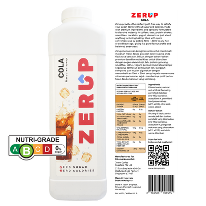 Zerup Zero Sugar Cola Syrup 1L