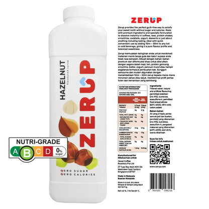 Zerup Zero Sugar Hazelnut Syrup 1L x 6