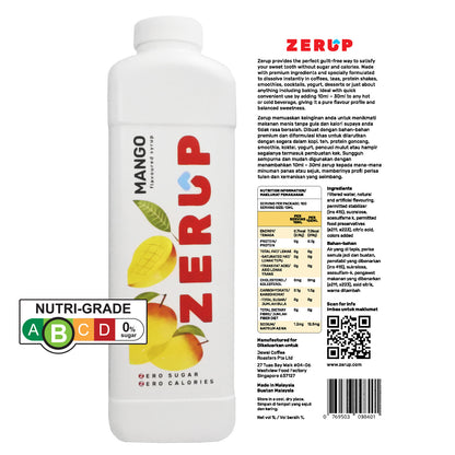 Zerup Zero Sugar Mango Syrup 1L x 6