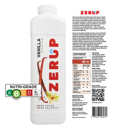 Zerup Zero Sugar Vanilla Syrup 1L x 6