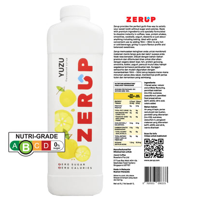 Zerup Zero Sugar Yuzu Syrup 1L