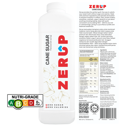 Zerup Zero Sugar Cane Sugar Syrup 1L - zerup