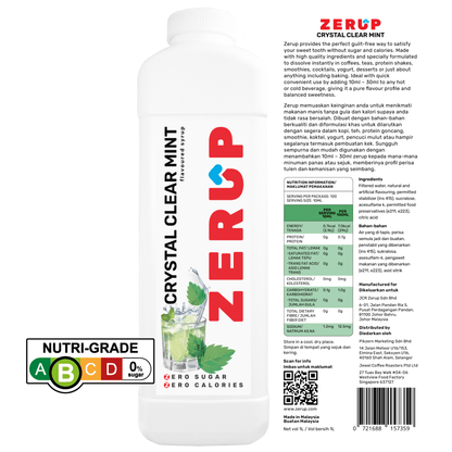 Zerup Zero Sugar Crystal Clear Mint Syrup 1L - zerup