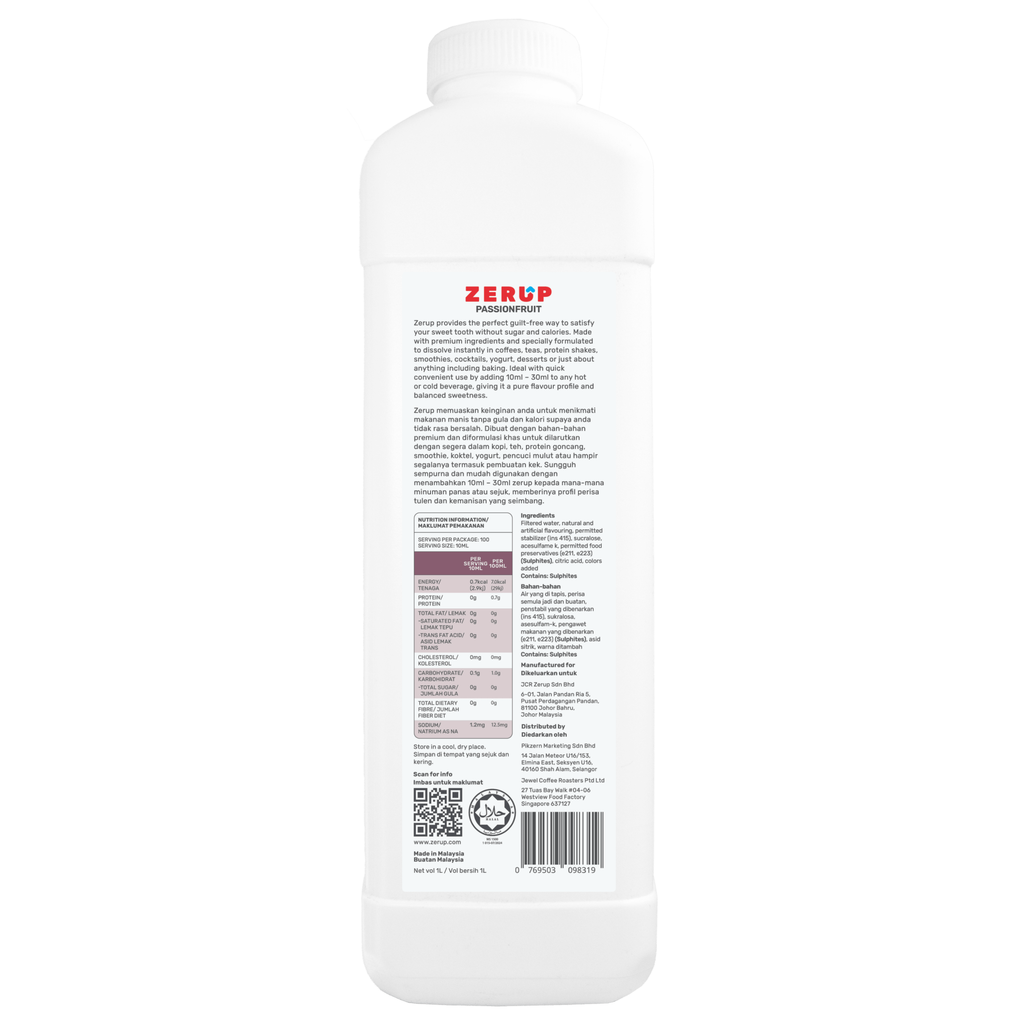 Zerup Zero Sugar Passionfruit Syrup 1L - zerup