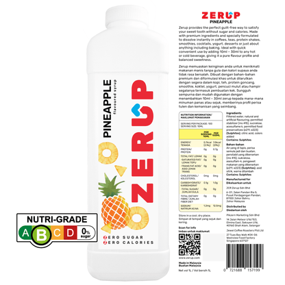 Zerup Zero Sugar Pineapple Syrup 1L - zerup