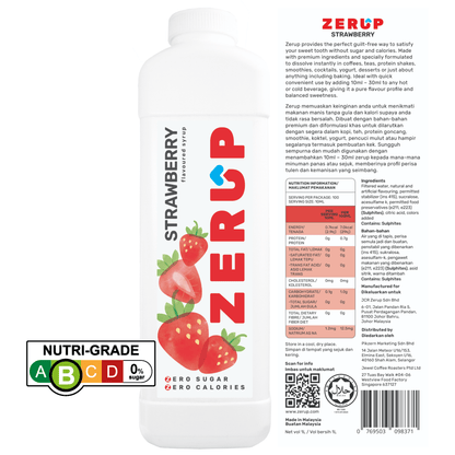 Zerup Zero Sugar Strawberry Syrup 1L - zerup
