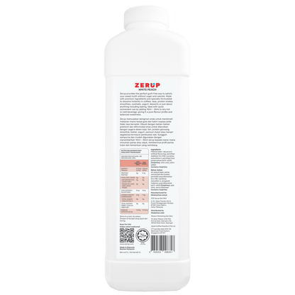 Zerup Zero Sugar White Peach Syrup 1L - zerup